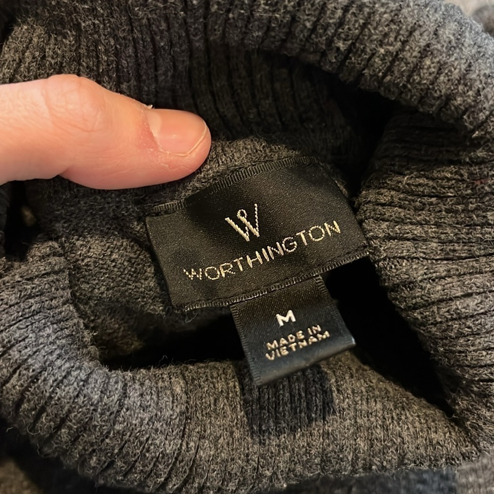 Worthington Size Medium/Small Gray Turtleneck Sweater - Picture 2 of 2